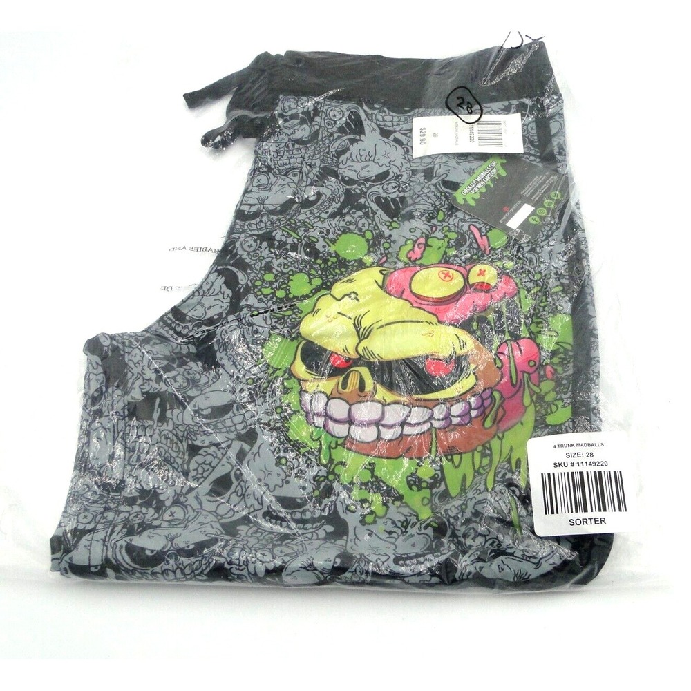 4‎ Trunk Madball's Swim Trunks Board Shorts Hot Topic size 28 N